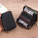 Women'S Fashion Lychee Organ Card Holder Multiple Card Slots Solid PU Zipper Wallet - Image 3