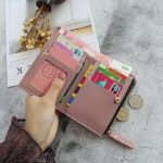 Women Fashion Embroidered Floral Ornament Buckle Vertical Check Wallet - Image 4