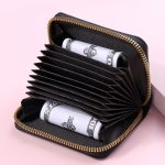 Women Fashion Black Print Pattern Compact Zipper Wallet - Image 4