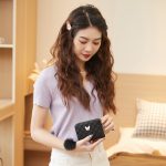 Women Fashion Embroidered Rhombus Butterfly Decorated Pom Pom Short Wallet - Image 3