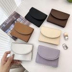 Women Simple Solid Color Flap PU Mini Wallet