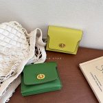 Women Fashion Simple Solid Color Lock Mini Pu Wallet - Image 3
