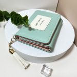 Women Fashion Simple Flap Tassel Pendant Mini PU Wallet - Image 3