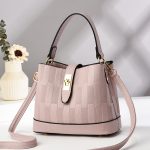 Women Fashion Casual Contrast Color Large Capacity Bucket Handbag - Image 4