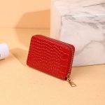 Unisex Fashion Crocodile Pattern Lacquered Multi-Card Zip Mini Wallet - Image 3