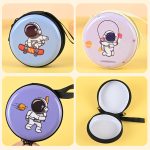 Women Cartoon Astronaut Round Mini Tinplate Zipper Wallet - Image 2