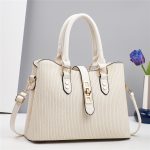 Wholesale Women Fashion Casual Solid Color Vertical Stripes Large Capacity Handbag - Image 4