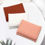 Women Fashion Solid Color Woven Multi-Card Folding Wallet - Image 3