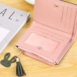Wholesale Women Fashion Color Block Leather Tassel Pendant Wallet - Image 3