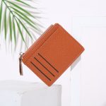 Women Fashion Simple Solid Color Litchi Zipper Wallet - Image 4
