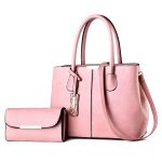 Wholesale Women Fashion Casual Solid Color Large Capacity Handbag Two-Piece Bag Set - Image 2