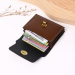 Wholesale Women Simple Solid Color Flap Lock Square Mini Wallet - Image 3