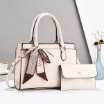 Women Fashion Causal Color Block Litchi Pattern Large Capacity Handbag Bag Two-Piece Set - Image 4
