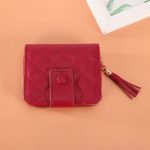 Wholesale Women Fashion Casual Chic Solid Color Quilted PU Zipper Two-Fold Wallets - Image 4