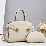 Wholesale Women Fashion Casual Solid Color Pu Large Capacity Handbag Two-Piece Set - Image 4