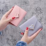 Wholesale Simple Solid Color Metal Heart-Shaped 3-Folding Wallet - Image 4