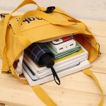 Wholesale Student Campus Large-Capacity Square Canvas Shoulder Tote Bag Letter Shopping Bag - Image 4