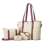 Wholesale Women Fashion Casual Color Block Large Capacity Tote Bag Three-Piece Bag Set