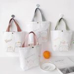 Wholesale Women Simple Cartoon Cute Lamb Print Canvas Shopping Bag - Image 2