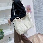 Wholesale Fashion Women Large-Capacity Portable Tote Bag Simple College Student Canvas Shopping Bag - Image 6