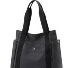 Wholesale Women Casual Solid Color Large Capacity Clutch One Shoulder Tote Canvas Bag - Image 4