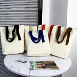 Wholesale Simple Multicolor Ribbon Canvas Tote Bag - Image 2
