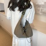 Women Fashion Casual Drawstring Canvas Shoulder Bag - Image 4