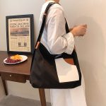 Wholesale Women Fashion Design Paneled Canvas Tote Bag - Image 4