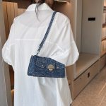 Women Fashion Casual Denim Stitching Canvas Shoulder Bag - Image 3