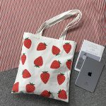 Wholesale Women Fashion Cartoon Strawberry Print Large Capacity Canvas Tote Bag - Image 3