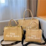 Women Fashionable Solid Color Large Capacity Letter Canvas Tote Bag - Image 2