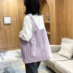 Wholesale Women Fashionable Simple Solid Color Large Capacity Canvas Tote Bag - Image 4