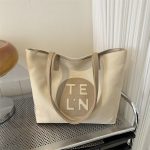 Wholesale Women Simple Casual Letter Large Capacity Square Canvas Tote Bag - Image 3