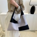 Wholesale Women Fashion Canvas Patchwork Color Block Shoulder Bag - Image 4