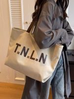 Wholesale Simple Large-Capacity Letter-Print Canvas Tote Bag - Image 3