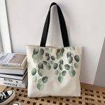 Wholesale Women Simple Leaf Print Large-Capacity Canvas Tote Bag - Image 2