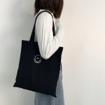 Wholesale Women Fashion Smiley Print Large Capacity Canvas Tote Bag - Image 4