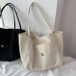 Wholesale Women Simple Large Capacity Solid Color Canvas Tote Bag - Image 3