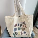 Wholesale Women Cute Letter Bear Print Large Capacity Canvas Tote Bag - Image 3