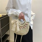Wholesale Women Fashion Casual Floral Woven Beach Handbag - Image 3