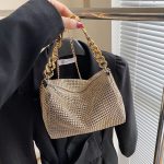 Wholesale Women Fashion Cylinder Chain Rhinestone Zipper Crossbody Bag - Image 3