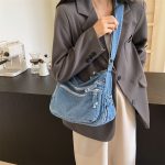 Wholesale Women Fashion Casual Large Capacity Denim Crossbody Bag - Image 3