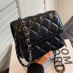 Wholesale Women Fashion Casual Solid Color Rhomboid Chain Crossbody Bag
