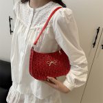 Women Fashion Solid Color Printed Bowknot Crossbody Bag - Image 4