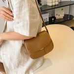 Women Casual Solid Color Flap Saddle Crossbody Bag - Image 4