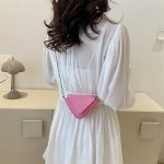 Wholesale Women Fashion Casual Solid Color Pu Mini Triangle Crossbody Bag - Image 5
