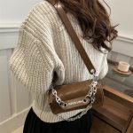 Women Fashion Casual Solid Color Chain Cylindrical Crossbody Bag - Image 4