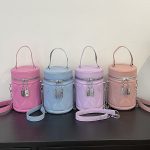 Wholesale Women Fashion Casual Solid Color Cylinder Bucket Chain Crossbody Bag - Image 4