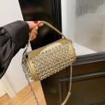 Wholesale Women Fashion Casual Cylindrical Rhinestone Rivet Chain Crossbody Bag - Image 3