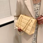 Women'S Fashion Check Indentation Simple Chain Small Square Bag - Image 3